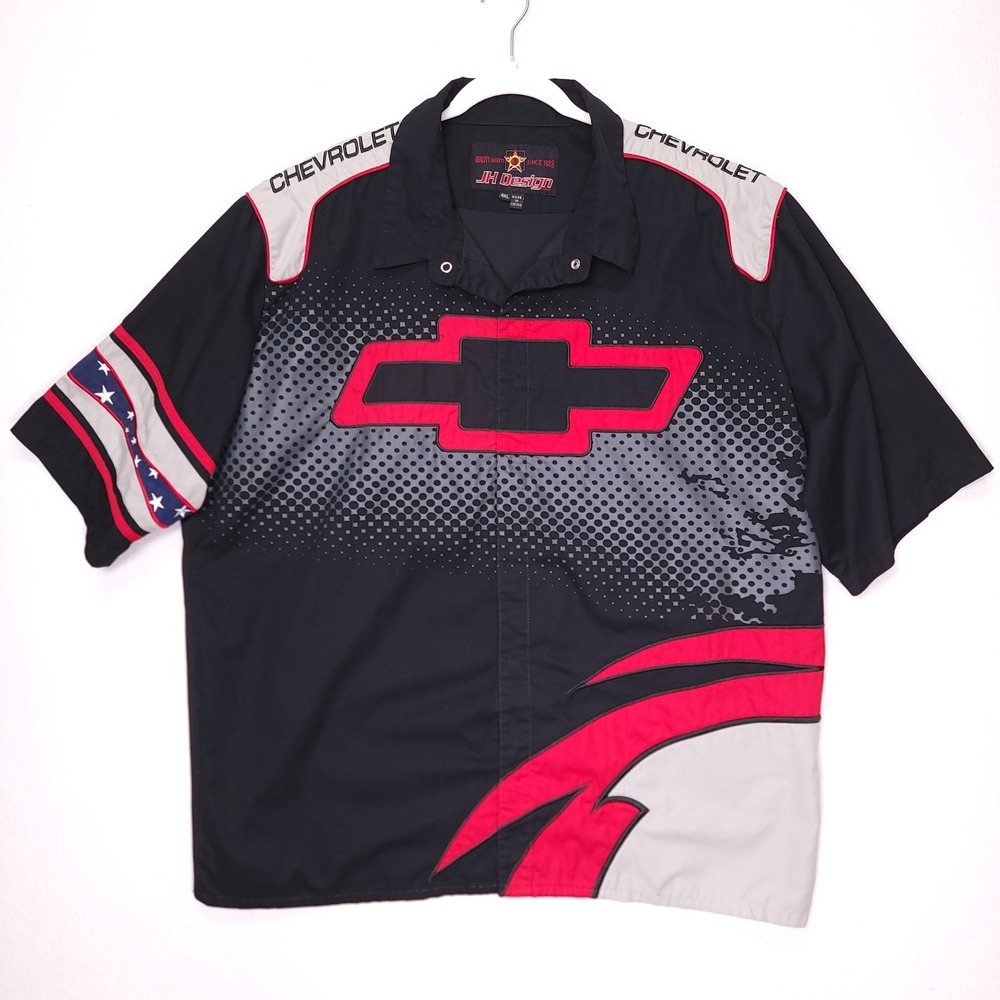 JH Design Chevrolet Racing Pit Crew Shirt Mens 4XL Black Red Embroidered Logo